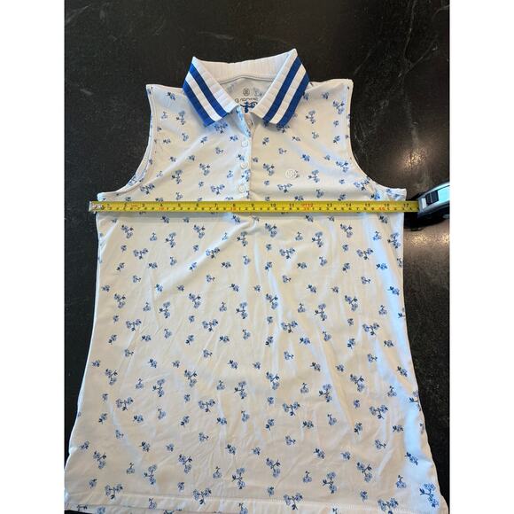 G/Fore SM blue/white floral sleeveless golf polo - Picture 9 of 10
